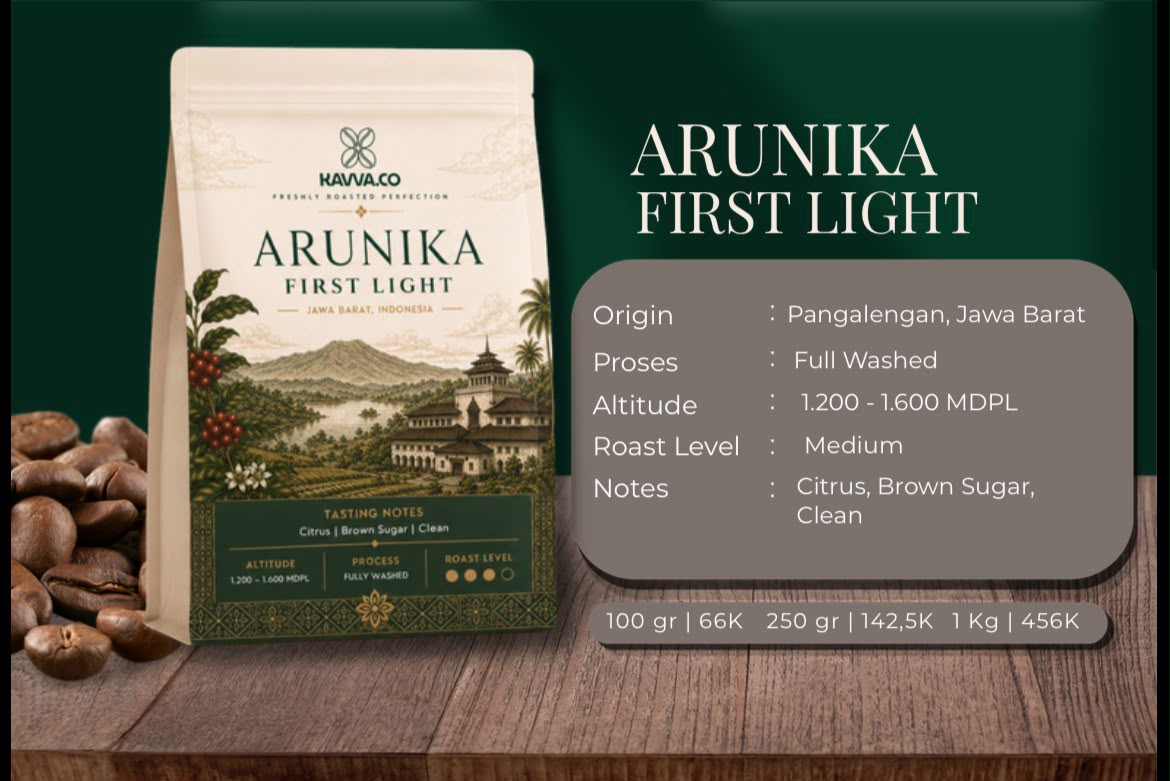 Kemasan biji kopi KAVVA Arunika